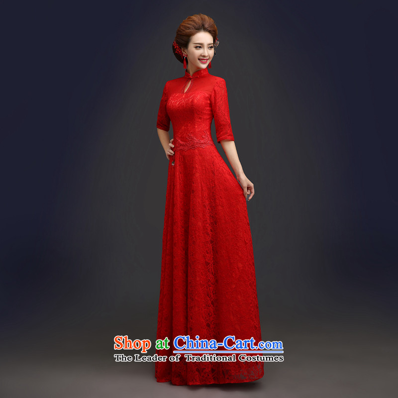 Every spring 2015 stylish brides Connie qipao marriage services red Chinese in bows cuff improved large long summer QP103 qipao red , L, every JIAONI stephanie () , , , shopping on the Internet