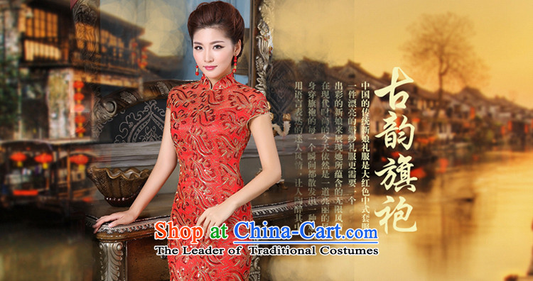 Pure Love bamboo yarn cheongsam wedding gown performances/stage/bridal dresses/costumes crowsfoot cheongsam dress long lace improved qipao bride red XXL picture, prices, brand platters! The elections are supplied in the national character of distribution, so action, buy now enjoy more preferential! As soon as possible.