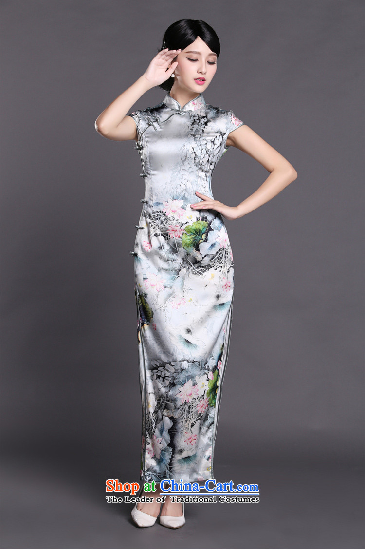 Joe was aristocratic cheongsam dress suit China wind long heavyweight silk Chinese Tang dynasty CKZS001 white L picture, prices, brand platters! The elections are supplied in the national character of distribution, so action, buy now enjoy more preferential! As soon as possible.