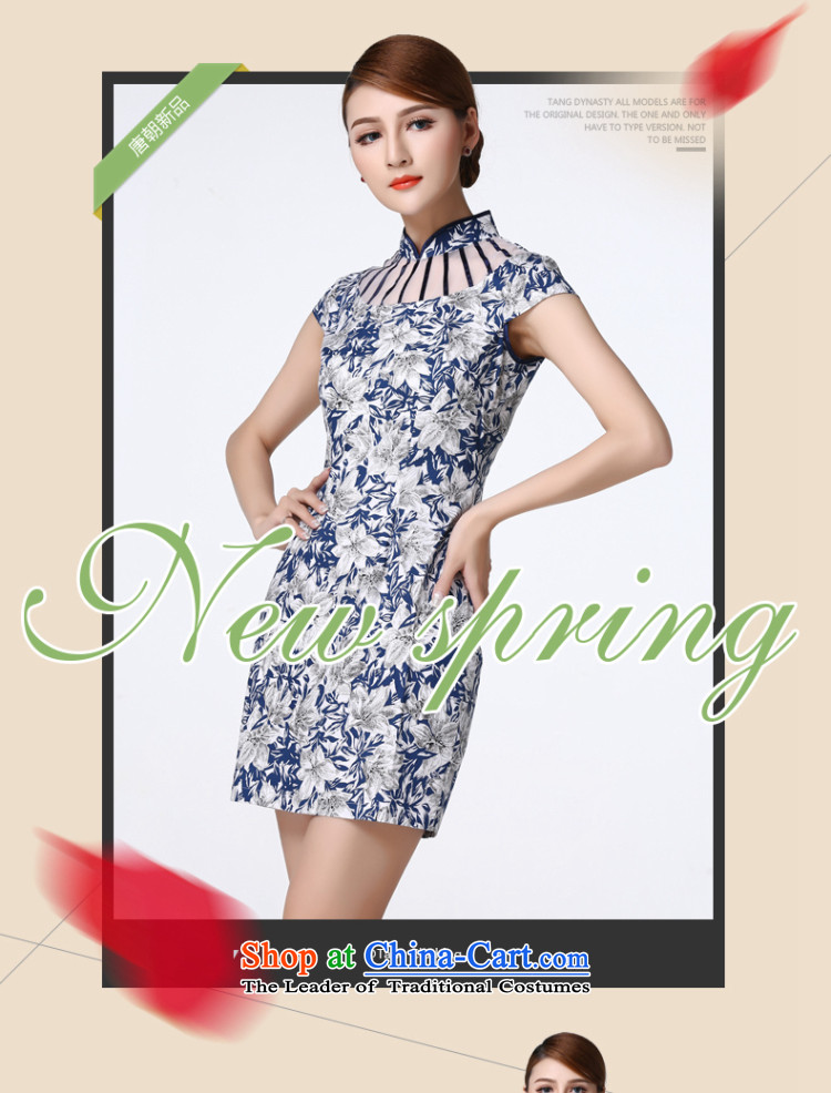 The Tang dynasty 2015 Summer New OSCE root yarn stitching short-sleeved elegance short cheongsam dress female TXF30498 blue and white azaleas , prices, picture XL brand platters! The elections are supplied in the national character of distribution, so action, buy now enjoy more preferential! As soon as possible.