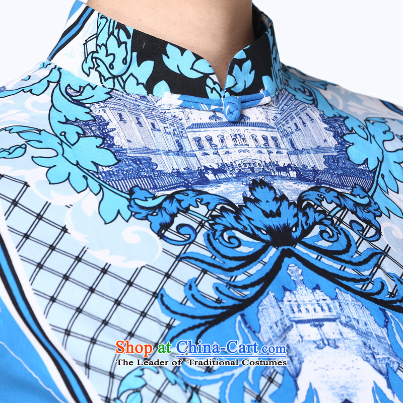 The Tang dynasty 2015 Summer abstract motifs Foutune of video thin improved daily short cheongsam dress female TXF21500J orchids in a stamp , L, Tang Dynasty , , , shopping on the Internet