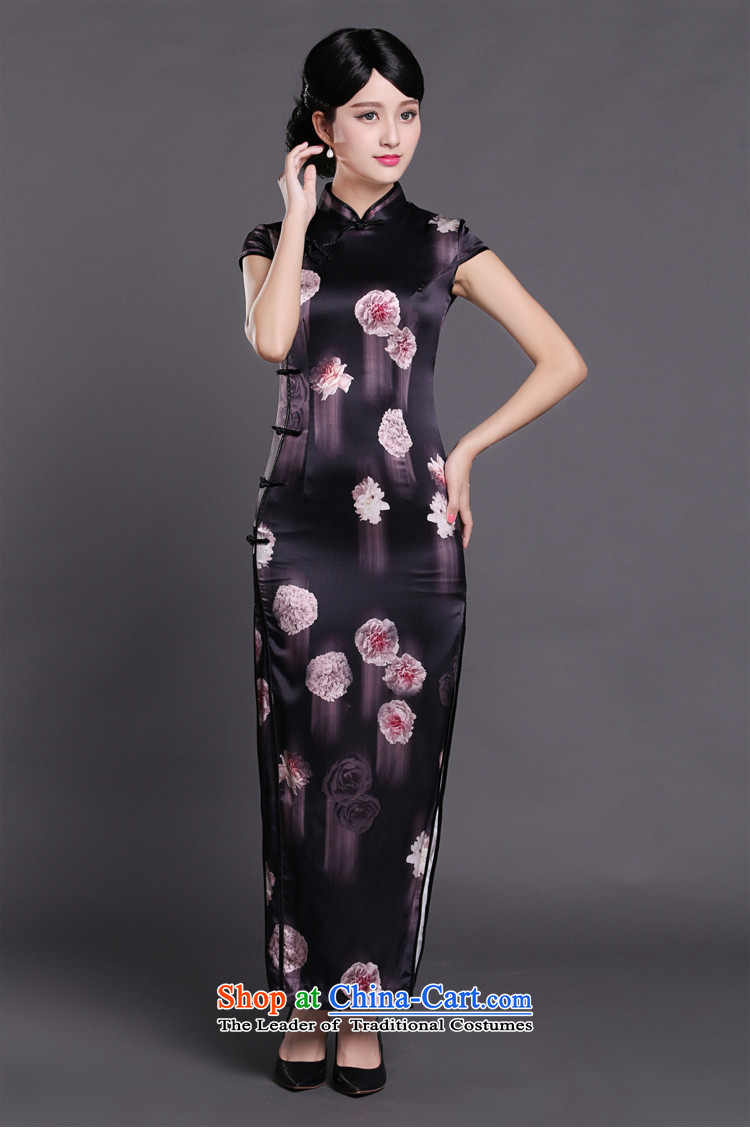 Joe was aristocratic Chinese cheongsam dress long republic of korea wind heavyweight silk CKZS002 black S picture, prices, brand platters! The elections are supplied in the national character of distribution, so action, buy now enjoy more preferential! As soon as possible.