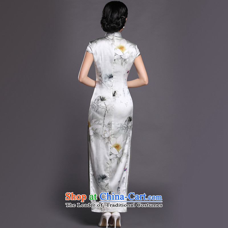 Joe was aristocratic republic of korea qipao gown of Chinese traditional long heavyweight silk CKZS005 Tang dynasty white L,CHOSHAN LADIES,,, shopping on the Internet