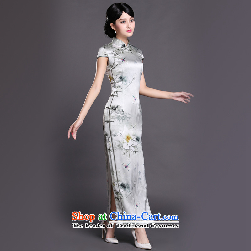 Joe was aristocratic republic of korea qipao gown of Chinese traditional long heavyweight silk CKZS005 Tang dynasty white L,CHOSHAN LADIES,,, shopping on the Internet