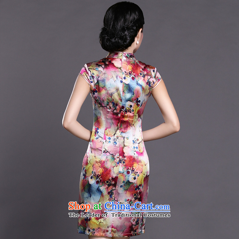 Joe was aristocratic cheongsam dress silk short-sleeved improved China wind Chinese Dress ZS052 RED L,CHOSHAN LADIES,,, shopping on the Internet