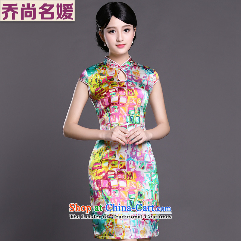 Joe was aristocratic summer new short-sleeved improved cheongsam dress silk Tang dynasty female ZS055 SUIT XXL
