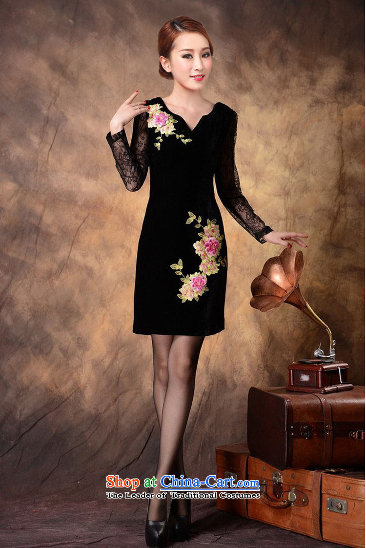 Load the autumn 2015 embroidery high-end Kim velvet cheongsam dress women's long-sleeved 6612 long-sleeved green XXL picture, prices, brand platters! The elections are supplied in the national character of distribution, so action, buy now enjoy more preferential! As soon as possible.