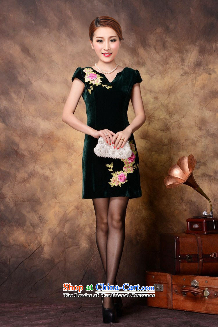 Load the autumn 2015 embroidery high-end Kim velvet cheongsam dress women's long-sleeved 6612 long-sleeved green XXL picture, prices, brand platters! The elections are supplied in the national character of distribution, so action, buy now enjoy more preferential! As soon as possible.
