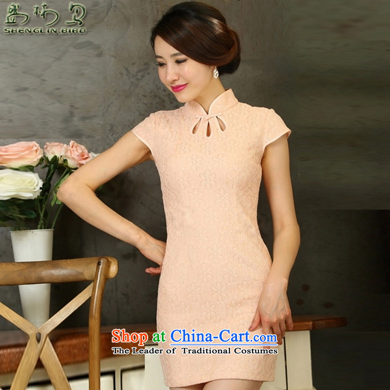 Summer new products/Tang dynasty women cheongsam summer ethnic women chiffon lace cheongsam dress female China wind solid color package and skirts Summer Package Mail apricot S sung lim birds , , , shopping on the Internet