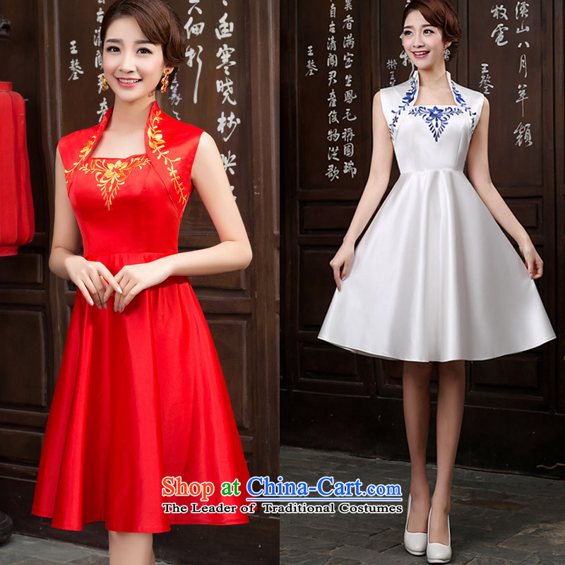 Short of porcelain qipao etiquette services red white blue qipao Olympic etiquette Welcome to Red XL, Chengjia True Love , , , shopping on the Internet