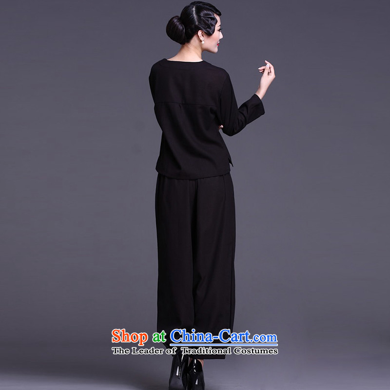 [Sau Kwun Tong] synchronised Mudan spring long-sleeved T-shirt /2015 Ms. Tang Gown of ethnic women's two kits XL, Soo-pack Black Kwun Tong shopping on the Internet has been pressed.