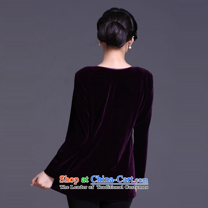 [Sau Kwun Tong] starfish flower women of ethnic 2015 Spring/Ms. Tang blouses/cashmere sweater purple XXL, qipao Sau Kwun Tong shopping on the Internet has been pressed.