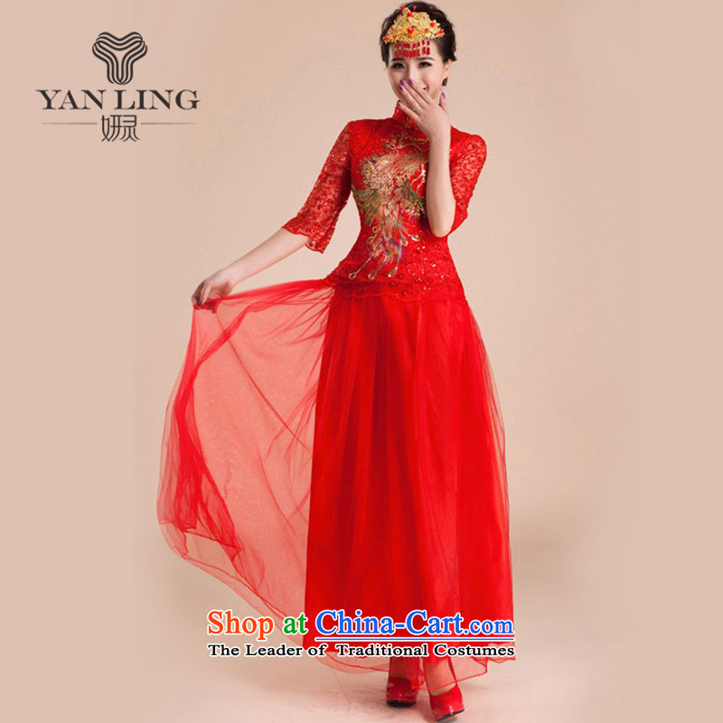 Charlene Choi Ling 2015 wedding dresses qipao gown of nostalgia for the marriage to a drink bride wedding improved stylish long red XXL, QP83 Charlene Choi spirit has been pressed shopping on the Internet