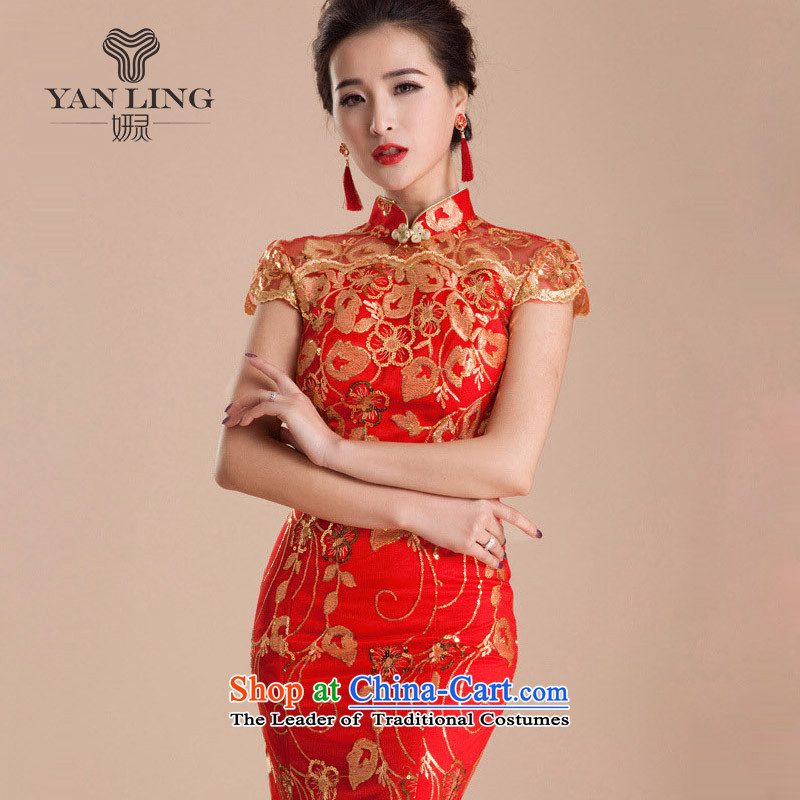 Charlene Choi Ling 2015 wedding services wedding dresses qipao toasting champagne evening dress retro marriage crowsfoot long red bride QP80 RED XXL, Charlene Choi spirit has been pressed shopping on the Internet
