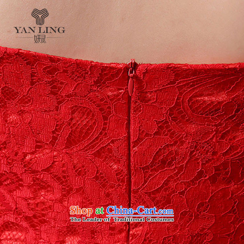 Charlene Choi Ling 2015 marriages bows to hang the history back lace Phoenix cheongsam wedding bride with a crowsfoot QP-136 RED , L, Charlene Choi spirit has been pressed shopping on the Internet