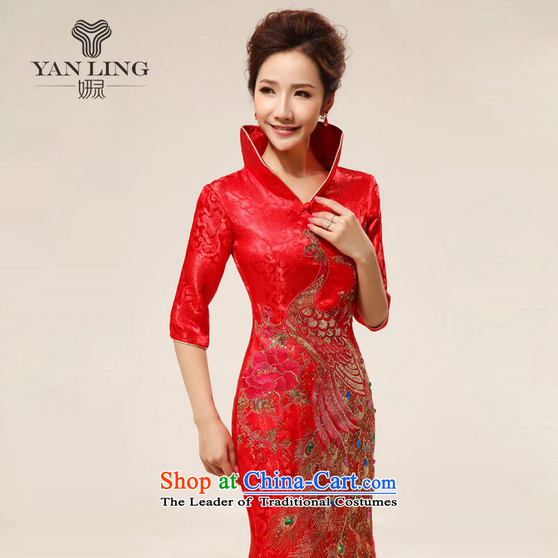 Charlene Choi Ling 2015 new re-door onto the design of the ceremonial dress red bows replacing dress qipao 71 Red XL, Charlene Choi spirit has been pressed shopping on the Internet