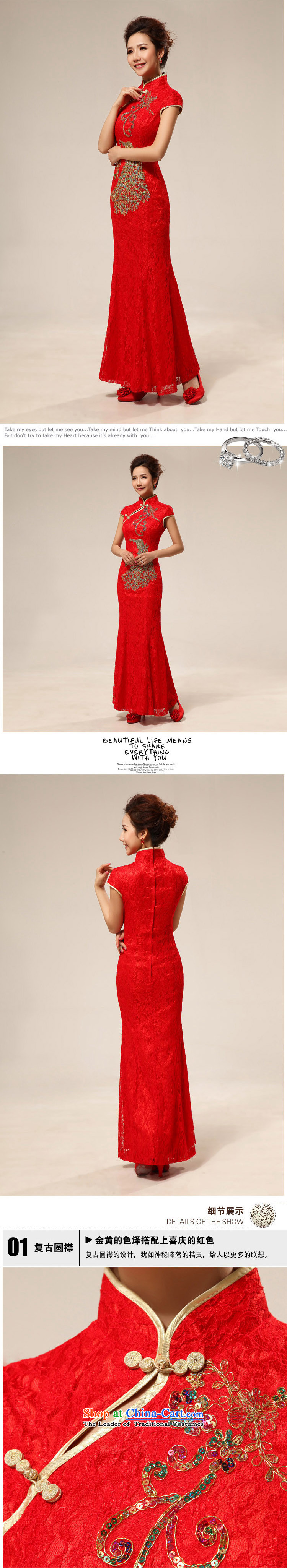 Charlene Choi Ling 2015 red retro lace Chinese improved marriages bows cheongsam dress wedding bridal dresses 66 RED M installed Picture, prices, brand platters! The elections are supplied in the national character of distribution, so action, buy now enjoy more preferential! As soon as possible.