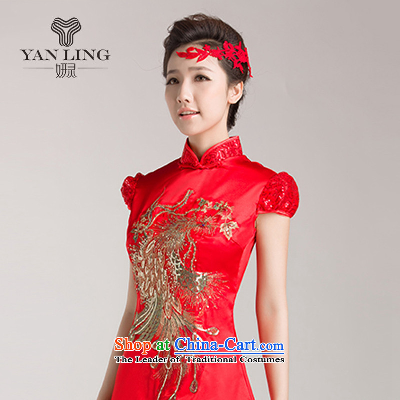Charlene Choi Ling marriages cheongsam wedding dresses, Red Chinese improved services for summer bows retro cheongsam dress XXL, Charlene Choi spirit has been pressed shopping on the Internet