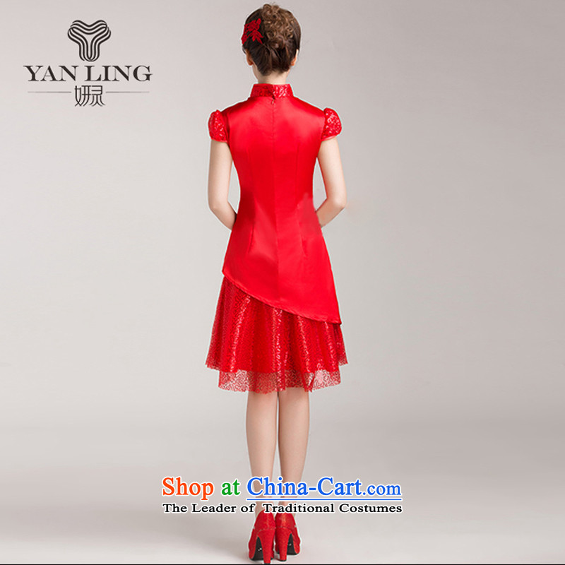 Charlene Choi Ling marriages cheongsam wedding dresses, Red Chinese improved services for summer bows retro cheongsam dress XXL, Charlene Choi spirit has been pressed shopping on the Internet