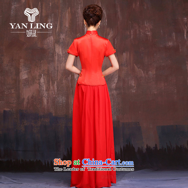 Charlene Choi Ling marriages red long bows services 2015 Chinese improved short-sleeved cheongsam dress Sau San dresses , Charlene Choi spirit has been pressed shopping on the Internet