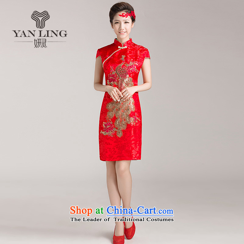 Charlene Choi Ling marriages cheongsam wedding dresses, Red Chinese improved services for summer bows retro temperament qipao XXL, Charlene Choi spirit has been pressed shopping on the Internet