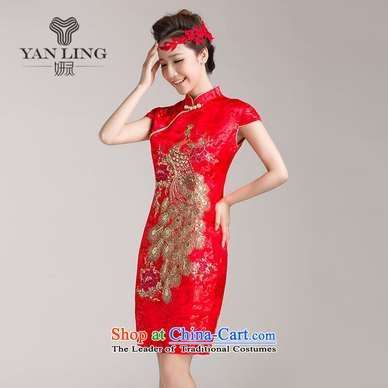 Charlene Choi Ling marriages cheongsam wedding dresses, Red Chinese improved services for summer bows retro temperament qipao XXL, Charlene Choi spirit has been pressed shopping on the Internet