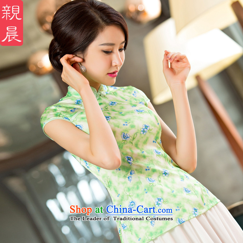 The pro-am daily new improvements by 2015 stylish short-sleeved summer cheongsam dress shirt FMS-236+ girls qipao skirt m White Snow woven skirts XL, pro-am , , , shopping on the Internet