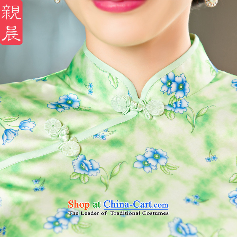 The pro-am daily new improvements by 2015 stylish short-sleeved summer cheongsam dress shirt FMS-236+ girls qipao skirt m White Snow woven skirts XL, pro-am , , , shopping on the Internet