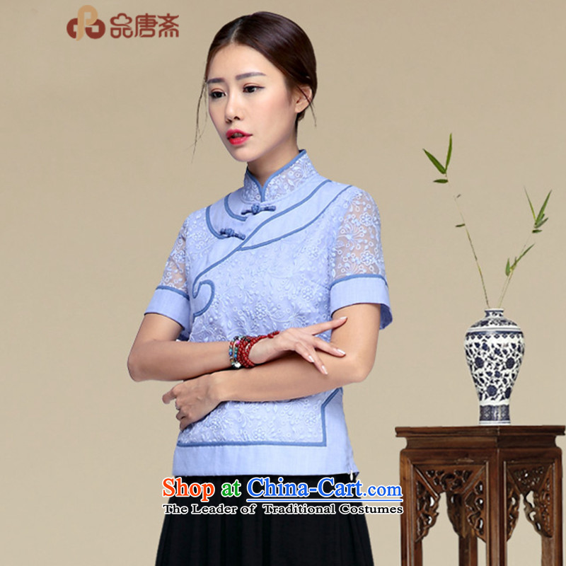No. of Ramadan 2015 Summer Tang New China wind Han-improved qipao short-sleeved T-shirt , blue XL, Tang Ramadan , , , shopping on the Internet