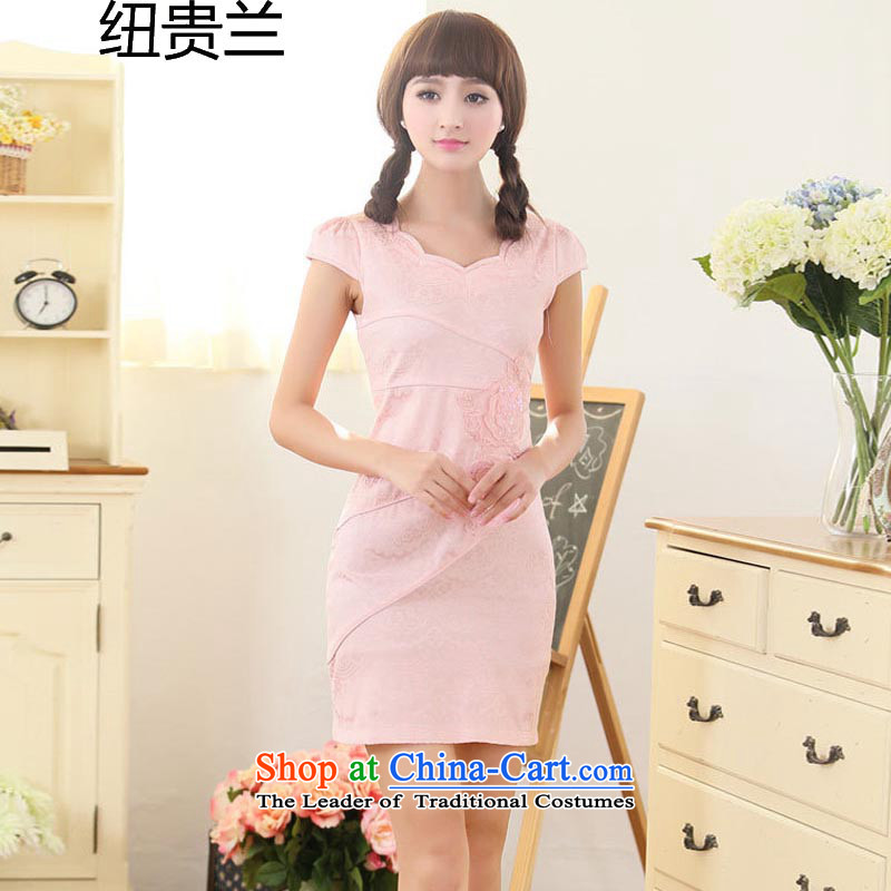 The estimated 2015 Summer nz female new Korean Sau San temperament cheongsam dress JAYT61 light yellow XXL, NZ your LAN , , , shopping on the Internet
