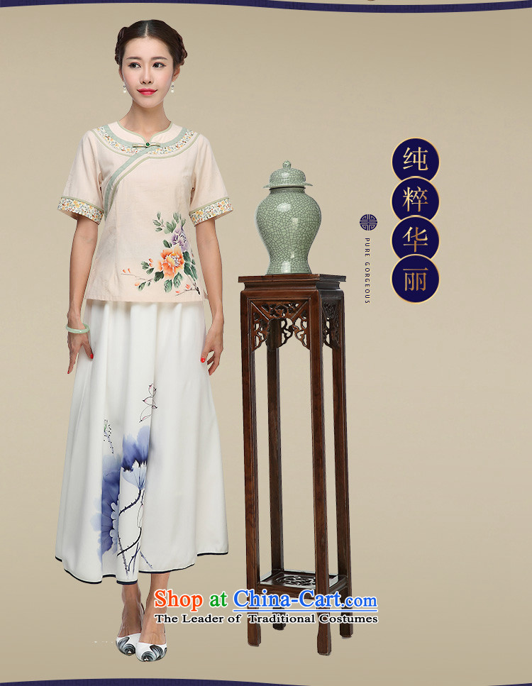 Tang Tang Dynasty Ramadan, Han-ethnic women short-sleeved T-shirt qipao cotton linen improved Chinese tea service apricot XL Photo, prices, brand platters! The elections are supplied in the national character of distribution, so action, buy now enjoy more preferential! As soon as possible.