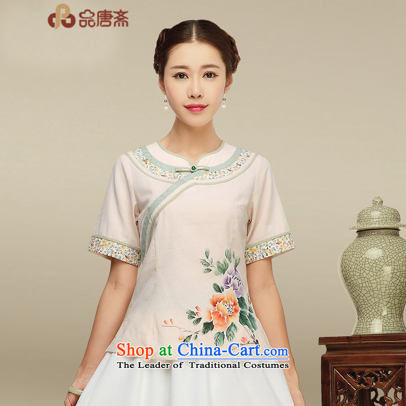 Tang Tang Dynasty Ramadan, Han-ethnic women short-sleeved T-shirt qipao cotton linen improved Chinese tea service apricot XL, Tang Ramadan , , , No. shopping on the Internet