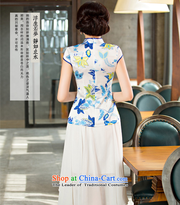 The new 2015 pro-morning daily fashion girl, improved short qipao short-sleeved T-shirt FMS-235 summer Dress Shirt + upper body chiffon skirt M picture, prices, brand platters! The elections are supplied in the national character of distribution, so action, buy now enjoy more preferential! As soon as possible.