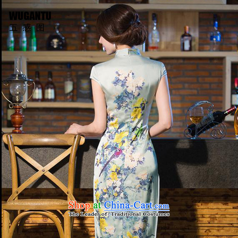 The five senses figure upscale Silk Cheongsam 2015 summer long new daily improved Sau San sexy temperament China wind WGT239 picture color M Five-sense figure (WUGANTU) , , , shopping on the Internet