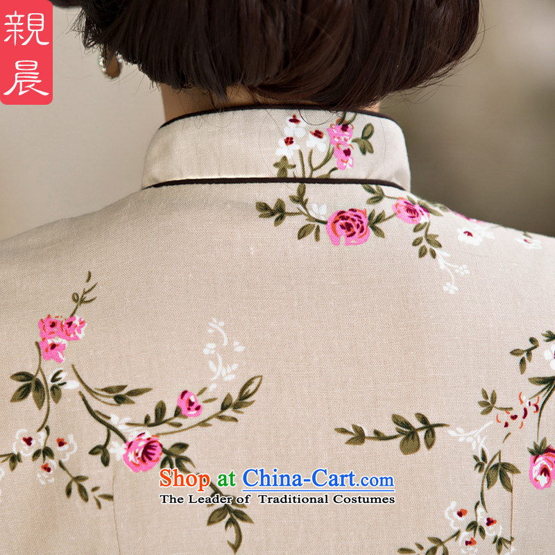 At 2015 new pro-improved Stylish retro summer daily cheongsam, short of cotton linen cheongsam dress short of pro-morning.... 2XL, shopping on the Internet