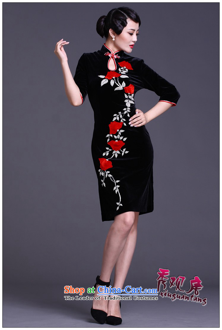 Sau Kwun Tong Role in long-sleeved velvet qipao woman spring 2015 retro mother cheongsam dress black XXXL picture, prices, brand platters! The elections are supplied in the national character of distribution, so action, buy now enjoy more preferential! As soon as possible.