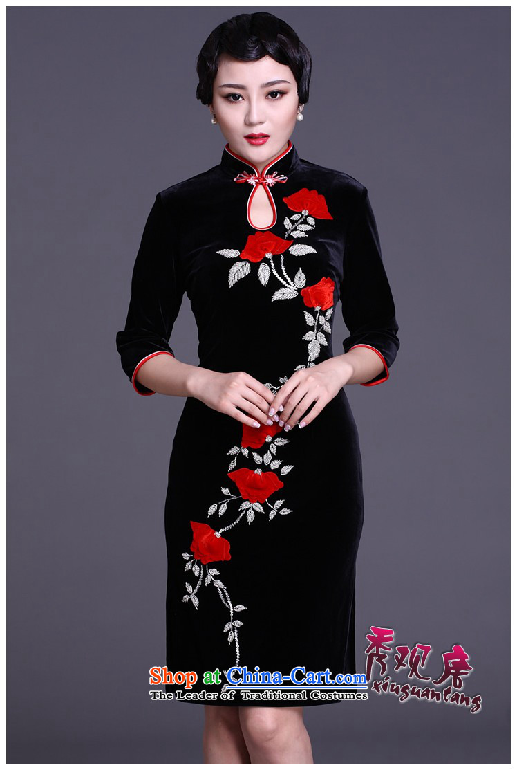 Sau Kwun Tong Role in long-sleeved velvet qipao woman spring 2015 retro mother cheongsam dress black XXXL picture, prices, brand platters! The elections are supplied in the national character of distribution, so action, buy now enjoy more preferential! As soon as possible.