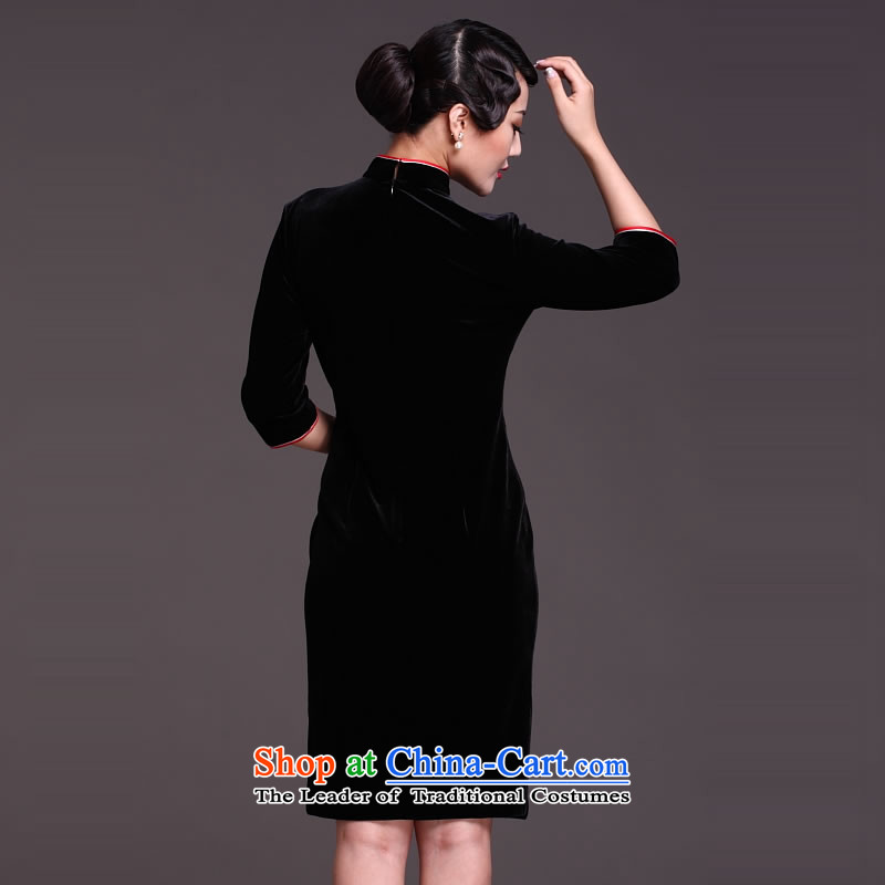 Sau Kwun Tong Role in long-sleeved velvet qipao woman spring 2015 retro mother cheongsam dress XXXL, Sau Kwun Tong black , , , shopping on the Internet