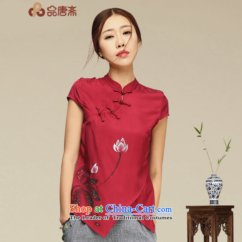 No. 2015, Tang Dynasty Ramadan Tang summer improved Han-China wind women short-sleeved T-shirt qipao sepia pictures color?XL