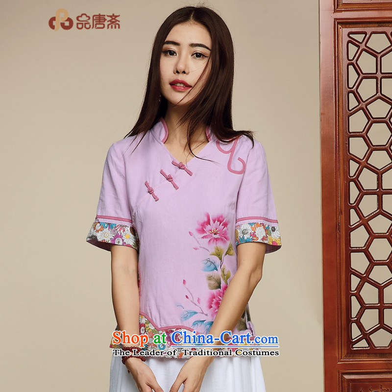 No. of Ramadan?2015 Summer Tang antique Chinese tea serving short-sleeved T-shirt color pictures qipao?XL