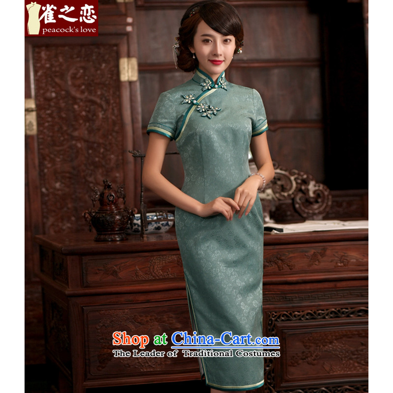 Love Birds of its?2015 if the new summer elegant and well refined style qipao retro long Silk Cheongsam? QD760?figure?L-pre-sale 15 Days