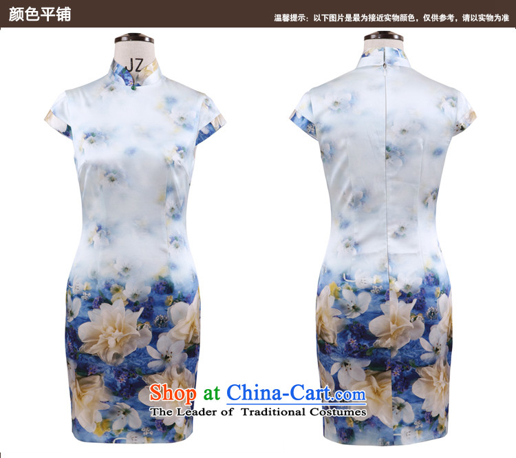 Love of birds on the 2015 new short-sleeved qipao summer improved short of daily silk cheongsam dress  QD761 flowers PINELLIA M picture, prices, brand platters! The elections are supplied in the national character of distribution, so action, buy now enjoy more preferential! As soon as possible.