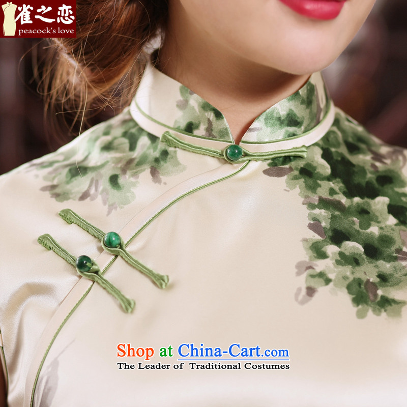 Love of birds migratory sent the NEW Summer 2015 Han-heavyweight Silk Cheongsam blouse Tang dynasty retro QD767 female figure M love birds , , , shopping on the Internet