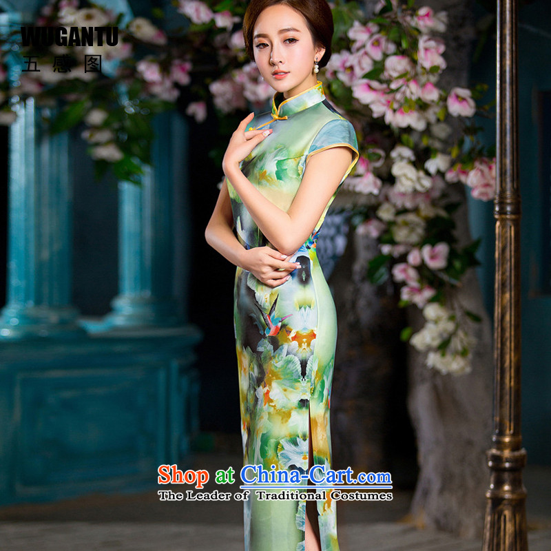 The five senses figure for summer 2015 new women's sexual feelings are decorated idyllic long cheongsam dress China wind ethnic Republic of Korea dress WGT221  XXL, color picture five-sense (WUGANTU) , , , shopping on the Internet