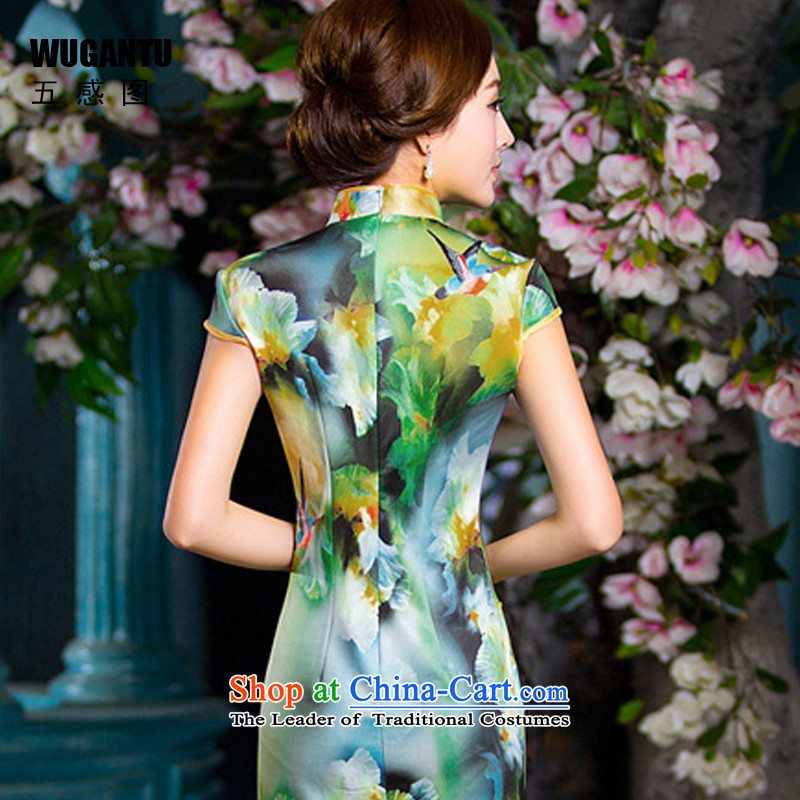 The five senses figure for summer 2015 new women's sexual feelings are decorated idyllic long cheongsam dress China wind ethnic Republic of Korea dress WGT221  XXL, color picture five-sense (WUGANTU) , , , shopping on the Internet