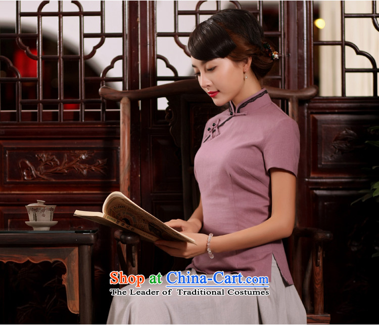 Love of birds light summer poured 2015 new stylish Tang Dynasty Chinese qipao improved short-sleeved T-shirt  QD780 cotton linen dresses elegant purple  XL Photo, prices, brand platters! The elections are supplied in the national character of distribution, so action, buy now enjoy more preferential! As soon as possible.