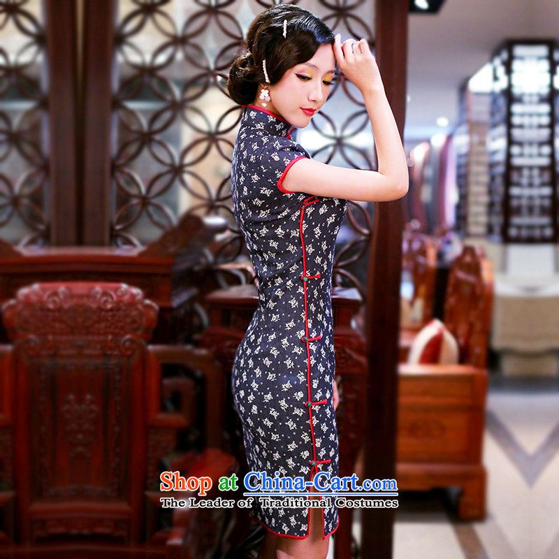 After a day of wind- qipao Chinese qipao pixel color improved retro red fabric Gangnam style cowboy 2085 New 2085 Blue M ruyi wind shopping on the Internet has been pressed.