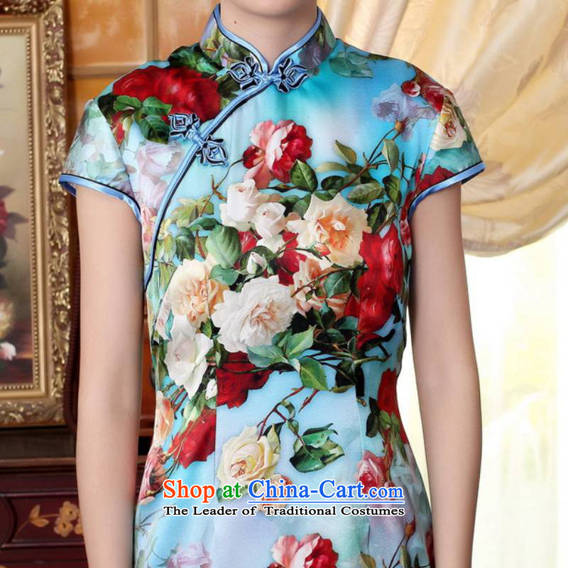 In accordance with the love of trendy new l retro ethnic Chinese Tang dynasty qipao gown ramp collar poster Sau San short-sleeved qipao skirt LGD/Z0021# figure , L, in accordance with the Love l , , , shopping on the Internet