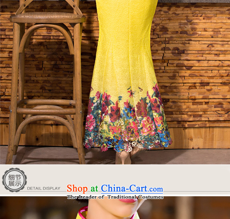 The pro-am new daily qipao 2015 skirt Fashion Ms. summer improved retro long crowsfoot cheongsam dress yellow S picture, prices, brand platters! The elections are supplied in the national character of distribution, so action, buy now enjoy more preferential! As soon as possible.