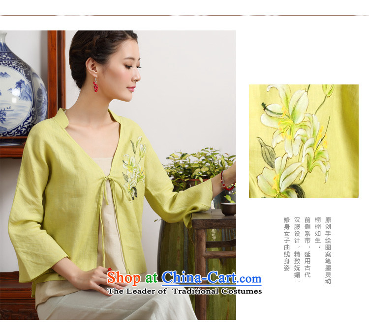 The new summer 2015 ink hand-painted linen Improvement Package [as soon as possible and perpetuates the lily long-sleeved yellow XXL picture, prices, brand platters! The elections are supplied in the national character of distribution, so action, buy now enjoy more preferential! As soon as possible.